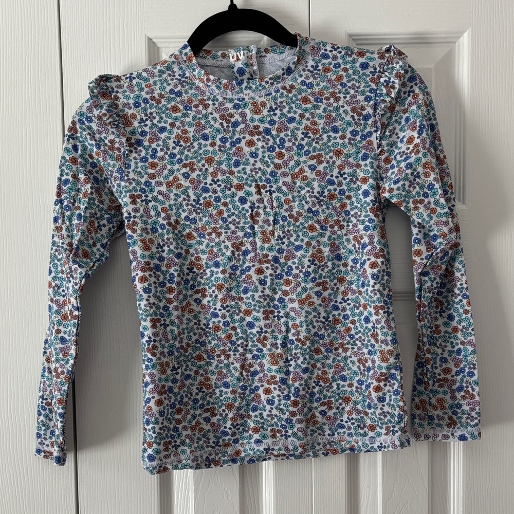 Floral Long Sleeve Kids Swim Top